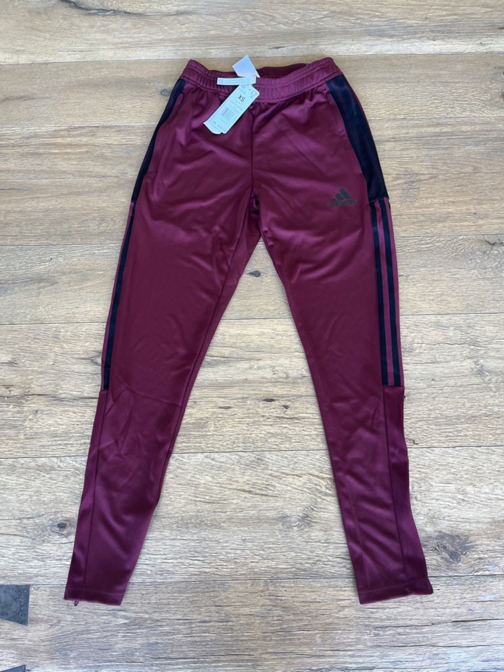 adidas Football / Soccer Jogger Pants Burgundy with Black Stripes Size XS Mens